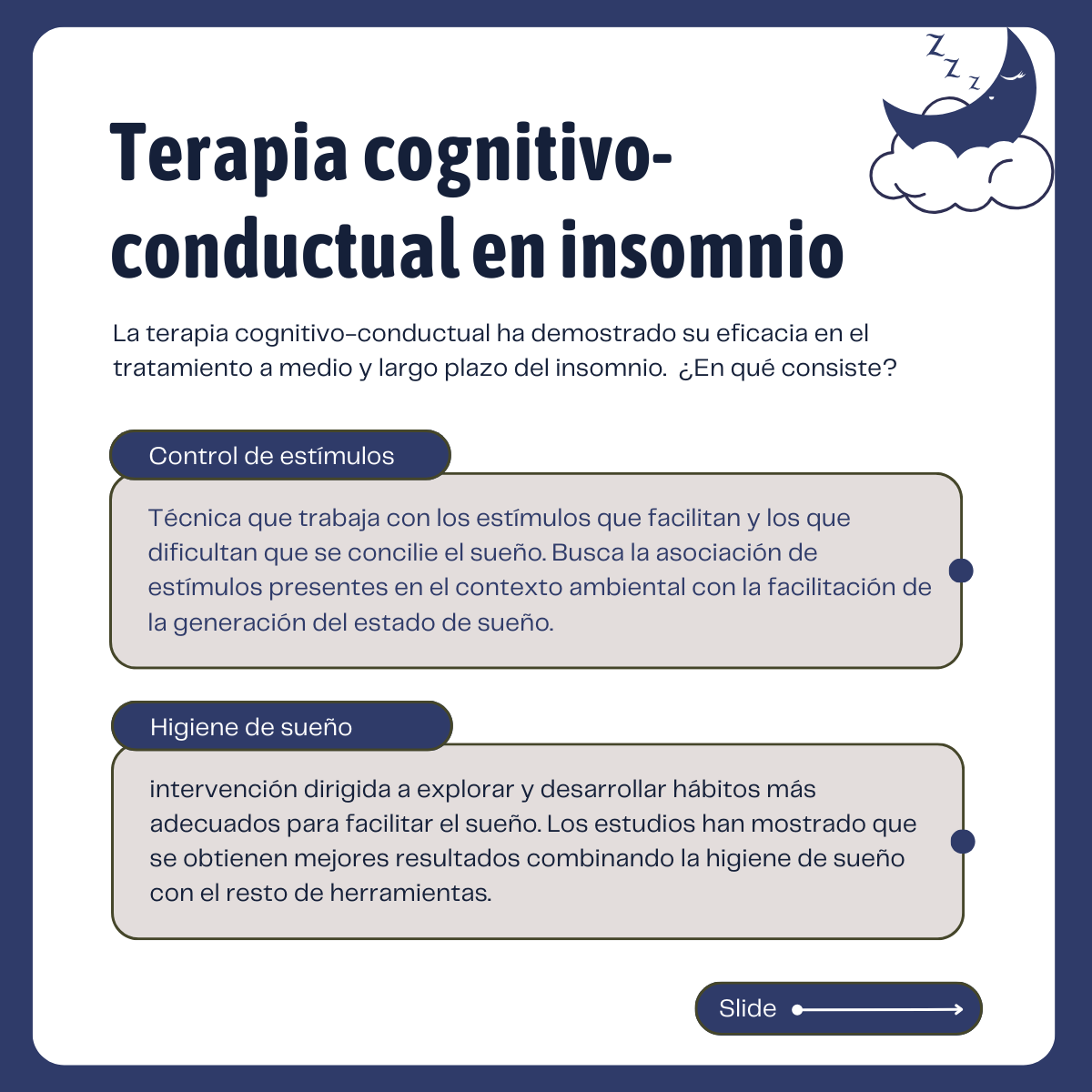 Terapia cognitivo-conductual para el insomnio: control de estímulos, en INCIA
