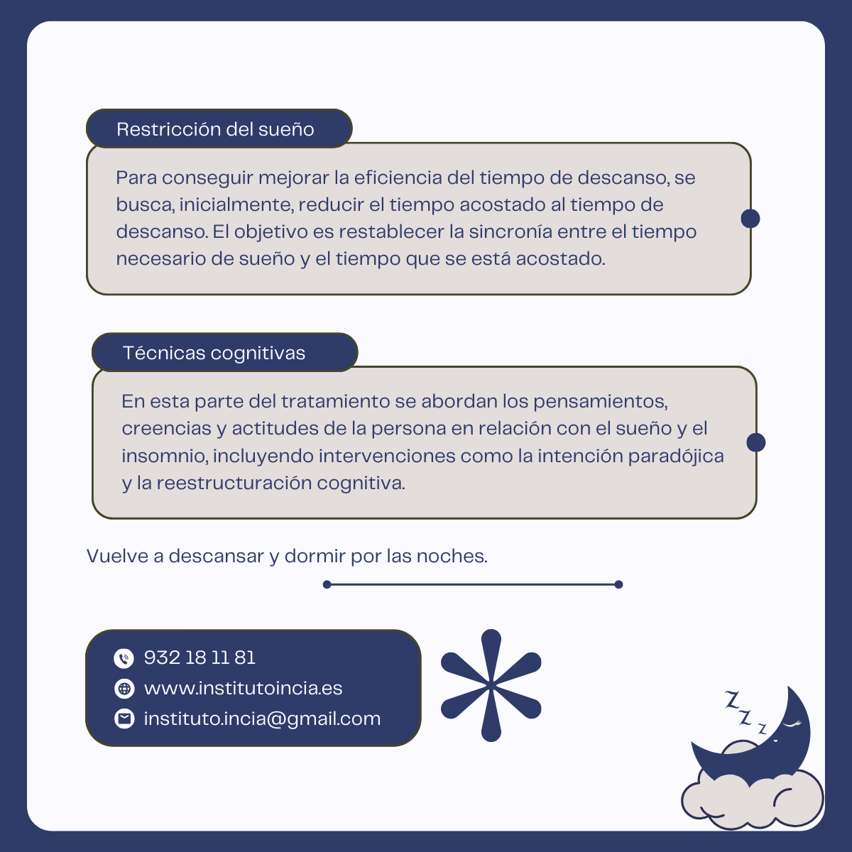 Técnicas de la terapia cognitivo-conductual para el insomnio: restricción del sueño y técnicas cognitivas